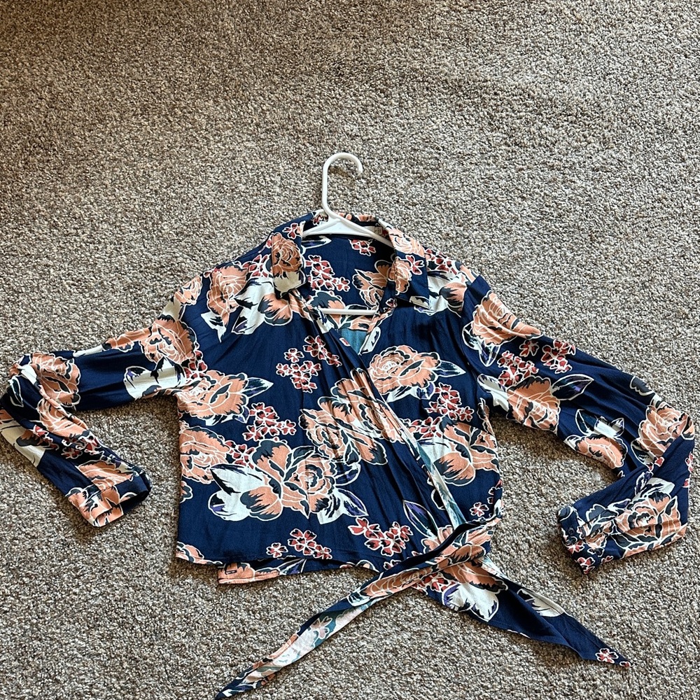 Lovers + Friends Navy Floral Top